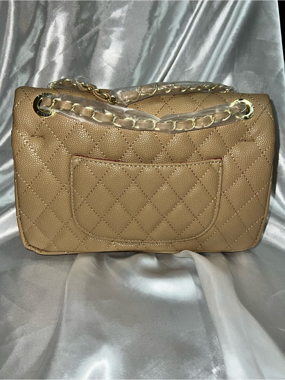 C-Quilted Top-Handle Flap Bag in Beige - Picture 3 of 5